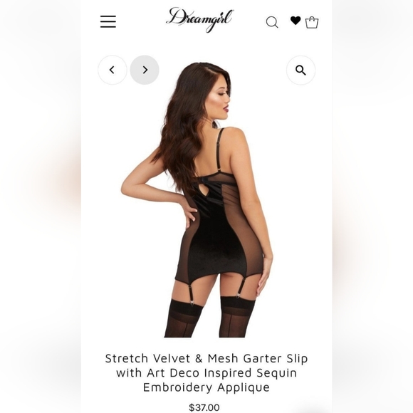 Dreamgirl Black Lace/Sheer Mesh/Velvet Chemise/Babydoll/Bustier/LingerieSize XL - Picture 9 of 9